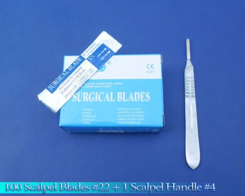 BRAND NEW 2 SCALPEL HANDLE #4 +100 SURGICAL BLADES #22