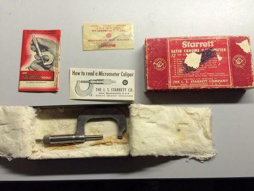 Vintage Starrett Satin Chrome Micrometer #436 1-2 Inch.