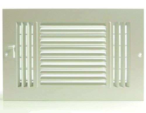 12w&#034; x 8h&#034; Fixed Stamp 3-Way AIR SUPPLY DIFFUSER, HVAC Duct Cover Grille White