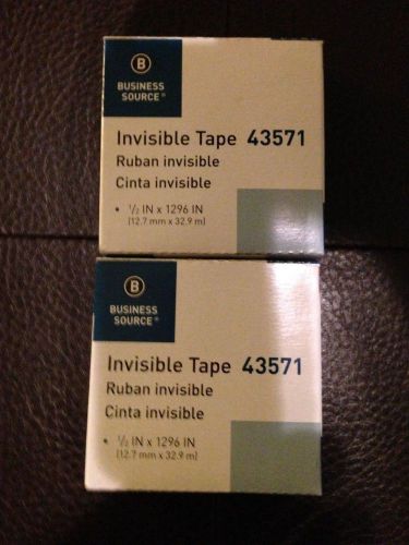 2 Rolls Business Source BSN Invisible Tape Refill  1/2&#034; x 1,296&#034; 1&#034; core