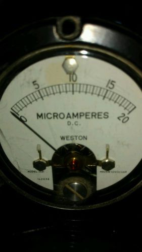 WWII panel meter gauge Weston microamperes 0-20 dc radio militaty