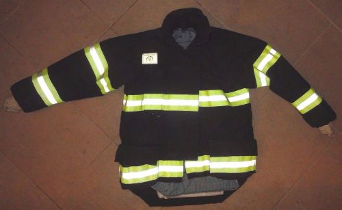 Black Morning Pride Fireman Full Turnout Coat Jacket Size 44 VGC