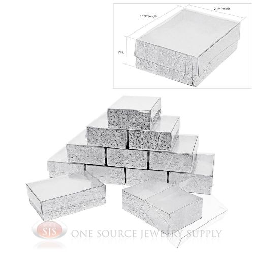 12 Silver View Top Cotton Filled Gift Boxes 3 1/4&#034; X 2 1/4&#034; Charm Jewelry