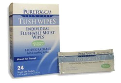 Pure Touch Tush Wipes for Adults 24 Individual Flushable Moist Wipes / 6 boxes 1