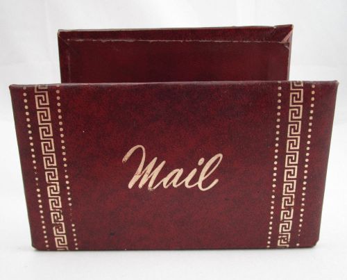 Vintage Letter Mail Holder Brown &amp; Gold Faux Leather Office / Desk
