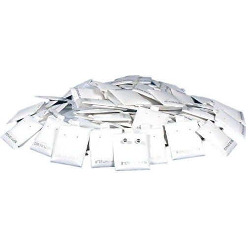 100 White Sterling Silver Earring Display Cards Puff 1.5&#034; x 1.75&#034;