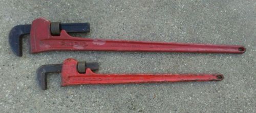 Ridgid 48&#034; 36&#034; Vintage Cast Iron Heavy Duty Pipe Wrench pair euc large