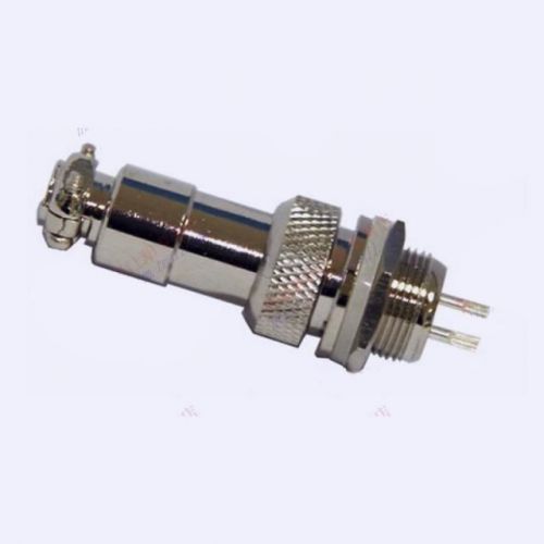 Aviation Socket 12mm 2-pin Pair - Bulkhead/Panel Male Plug + Pigtail/Cabl DE5061