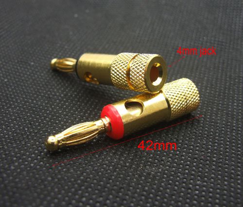 2 pcs gold plated 4mm banana plug connector for speaker binding post amplifiers for sale