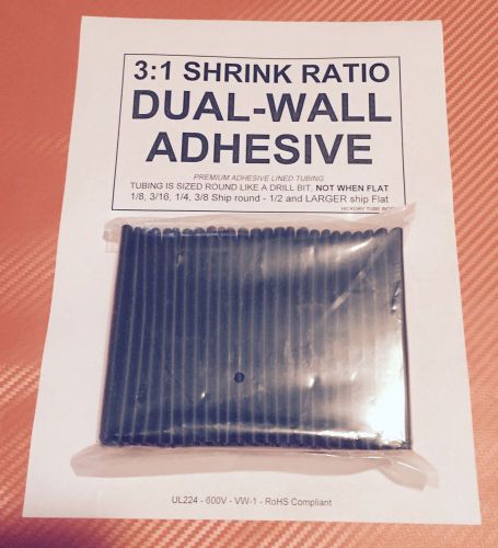 1&#034; / 25mm i.d black (6&#034; 25pcs) dual-wall adhesive lined 3:1 heat shrink tubing for sale