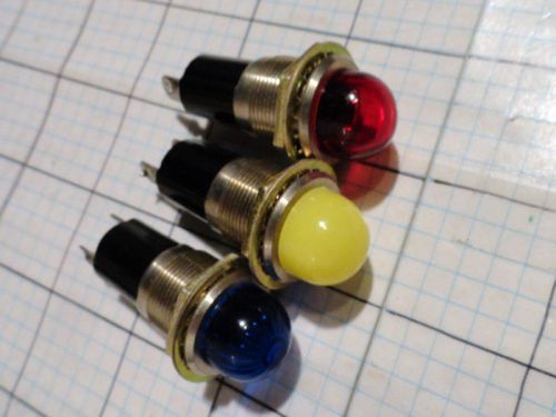 lot 3x DIALCO indicator vintage console project warning lights / red yellow blue