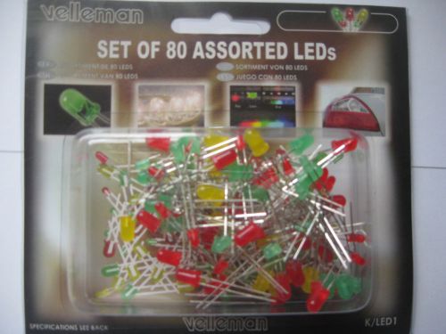 Velleman Set of 80 Assorted Colorful LED&#039;s K/LED1