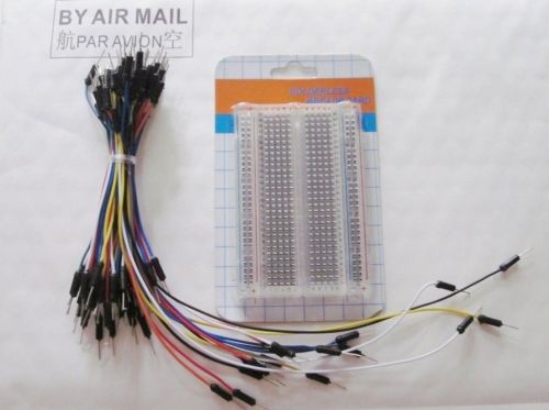 Mini universal solderless breadboard 400 points + 65pcs jumper cable wire diy for sale