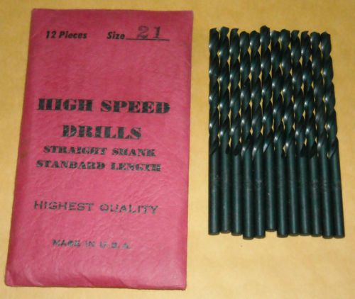 24 pcs Chicago Latrobe HS #21 black oxide standard drill bits 10-32 for tapping