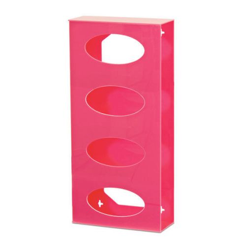 Quad side-loading glove box dispenser holder, pink acrylic 1 ea for sale