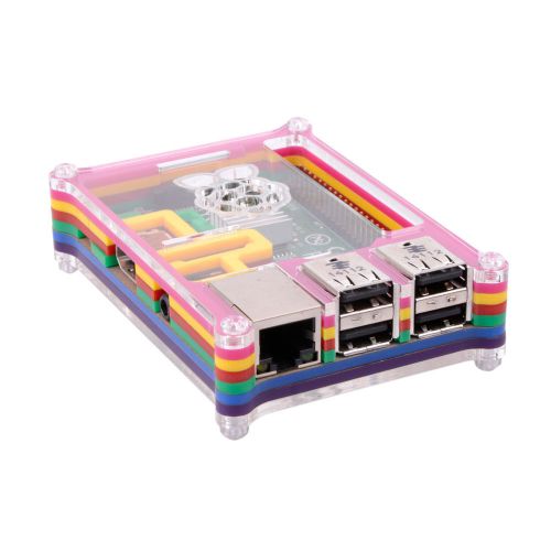 Rainbow Case Shell Enclosure Box Transparent For Raspberry Pi Model B+ B Plus