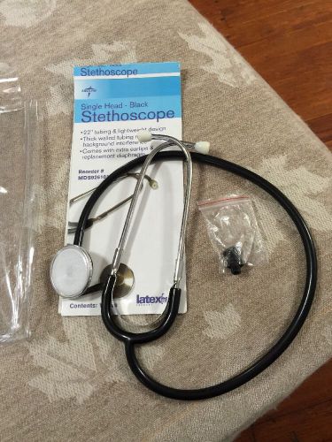 Medline Single-HEAD  Stethoscope  22 &#034; Black   NIP