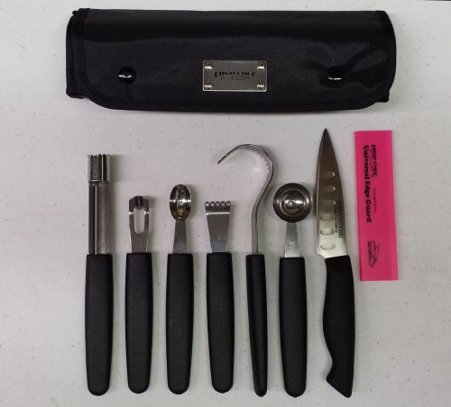 Garnishing Tool Set 9 piece w/Paring knife, edge guard and case