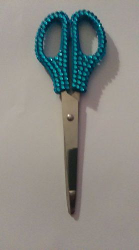 Dazzling &#034;Bling it Up&#034; Scissors-- It&#039;s A Cut Above The Rest--Light Blue Handles