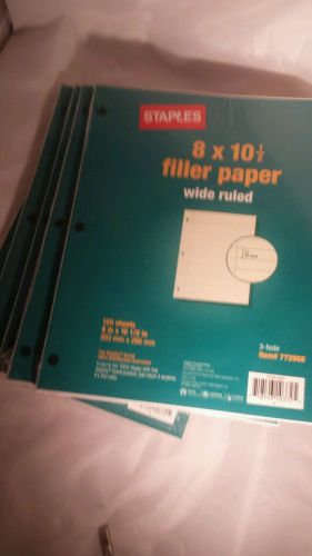 NEW Staples 8 x 10 1/2&#034; Filler Paper Wide Ruled School LOT of 5