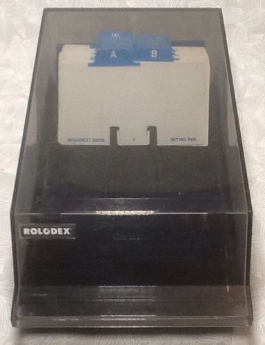 Rolodex VIP-24C Vintage 4 x 2 A-Z Card File Plastic Black Bottom Smoked Top USA