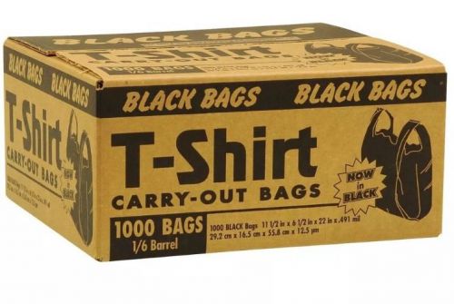 NEW BLACK T Shirt Grocery Store Carry Out Plastic Shopping Bags - 1000 ct. Case