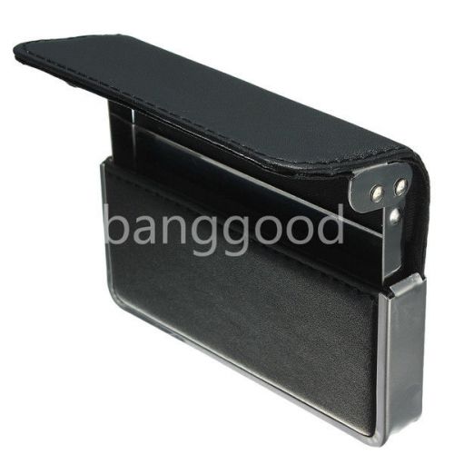 Black Pocket Leather Stainless Steel Business Card Holder