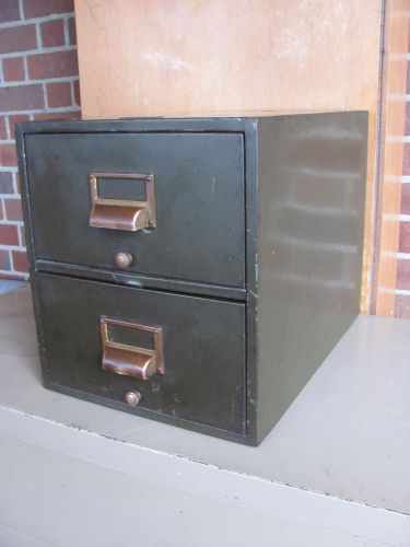 Vintage metal 2- drawer file box with brass cup pulls by gf allsteel for sale