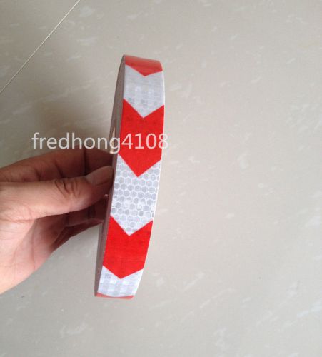 Safety Arrow Self Adhesive Warning Reflective Tape Sticker 1&#034; Width Red &amp; Silver