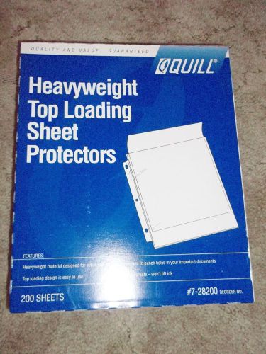 Quill Heavyweight Top Loading Sheet Protectors 200 Sheets NEW SEALED #7-28200