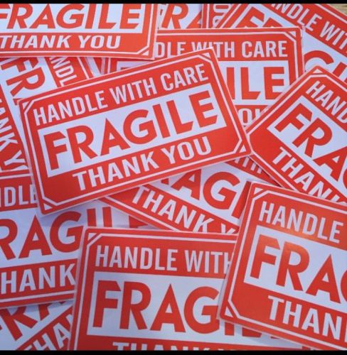 (50) 3&#034;x5&#034; Fragile Handle With Care Stickers Shipping Stickers