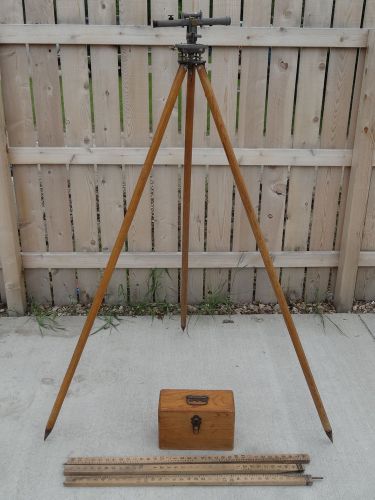 Vintage david white surveyor level transit 8022 tri-pod measuring stick nice for sale