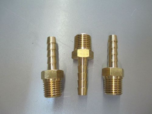 3pack - 1/4 MPT x 1/4 BARB ADAPTER, BRASS,