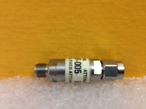 JFW 50F-005, DC to 2200 MHz, 5 dB, 1 Watt, SMA (M-F) Fixed Coaxial Attenuator