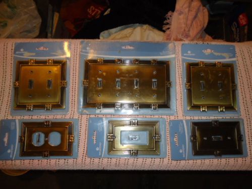 BRAINERD TUMBLED ANTIQUE BRASS OUTLET PLATES,SWITCH PLATE,ROCKER SWITCH PLATE