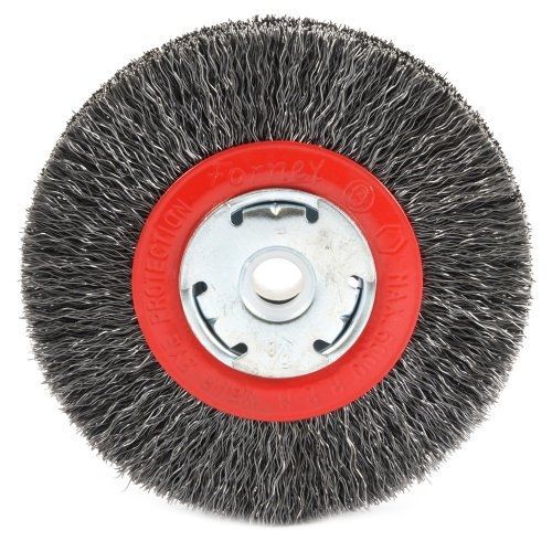 Forney 72761 wire bench wheel brush, narrow face coarse crimped with 1/2-inch for sale