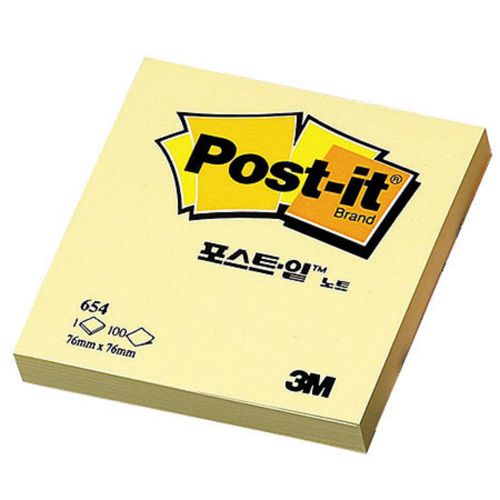 3M Post-it 654 Yellow 2pack/76mm X76mm/200 sheet/Sticky Notes