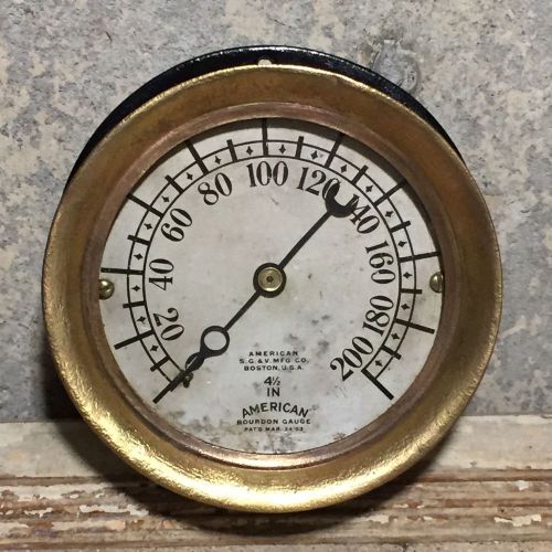 Dated 1903 large 5-1/2&#034; vintage brass american bourdon pressure gauge steampunk for sale
