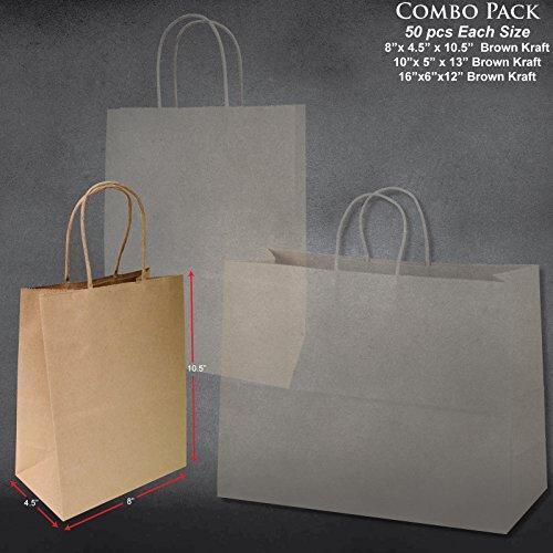 BagSource Brown Kraft Paper Bags Gift Bags Wedding Bags Retail Bags 50 Pcs Each