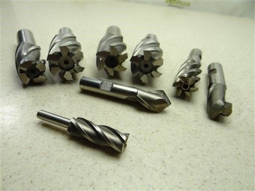 Lot of 8 hss reduce shank end mills 1/2&#034; to 1-1/4&#034; usa high speed for sale