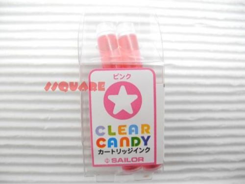 10 x Sailor Clear Candy Colourful Fountain Pen Ink Cartridges Refills, Pink