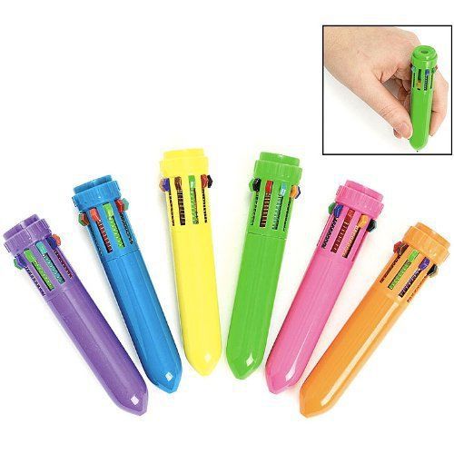 Fun Express - Plastic Neon Mini Shuttle Pens (1-Pack of 12)