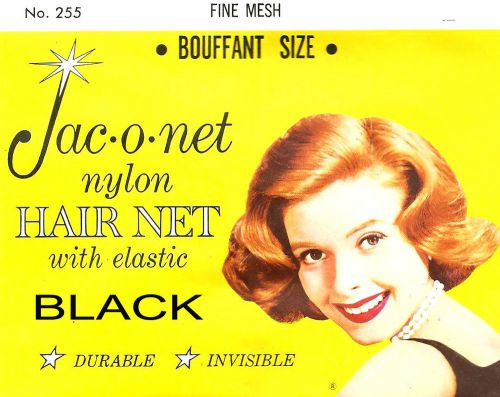 Jac-o-net  #255  bouffant size fine mesh hair net  w/elastic (1) pcs.  black for sale
