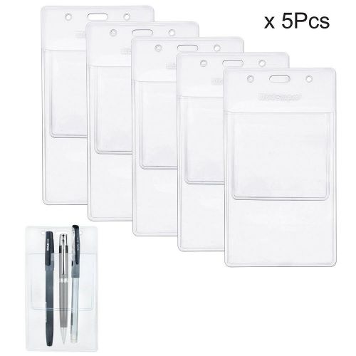 Wisdompro 5 Pack Clear Heavy Duty Pocket Protector  Multi-Purpose; Holds Pens...