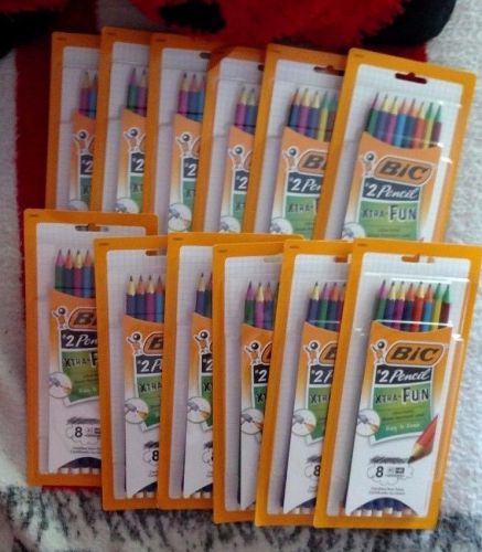 12 new packs Bic Xtra-Fun pencils, two-toned colored barrels, #2 lead, 96 ct!!