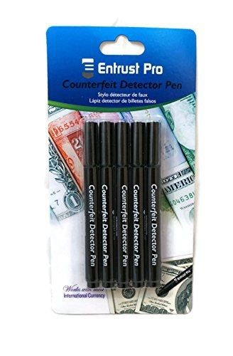 Entrust pro counterfeit money detector pen marker (5-pack), dollars, pesos, for sale