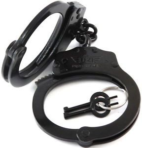 UZI-HC-PRO-B UZI Professional Series Black Steel Chain Handcuffs Restraint New1