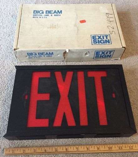 BIG BEAM USA EMERGENCY EXIT SIGN XF1R-BLK BLACK SINGLE FACE RED NEW 199-5035