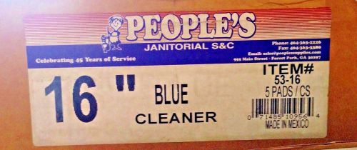 BNIB! People&#039;s Janitorial 16&#034; Blue Cleaning Pads 1 box = Case of 5