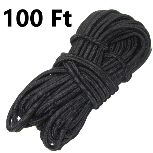 100ft 1/4&#034; black bungee cord marine grade heavy duty shock rope tie down stretch for sale